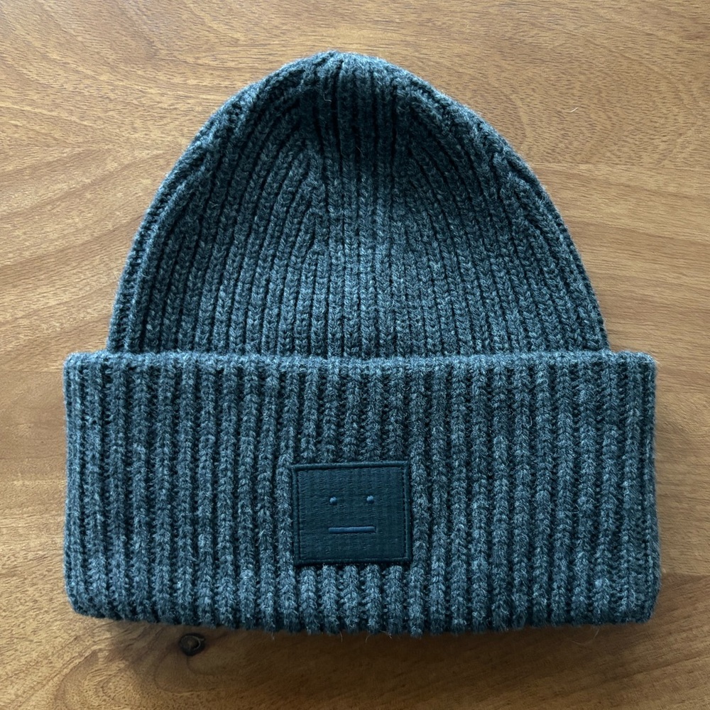 Acne Studios, Large Face Logo Beanie, Dark Grey, OS